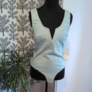 Blāshe Light Blue Denim Sleeveless Bodysuit
